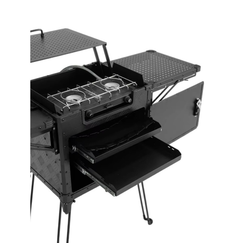 Outdoor Camping Kitchen With Sink - All-In-One Foldable Outdoor Camping Kitchen Station