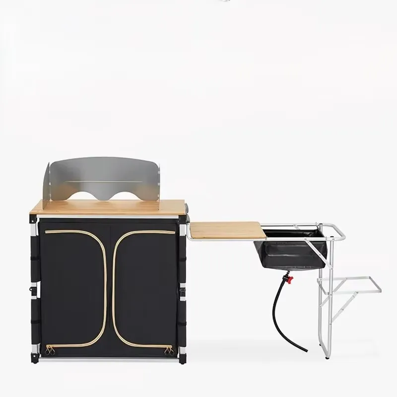 Outdoor Camping Kitchen With Sink - Portable Folding Camping Table with Sink