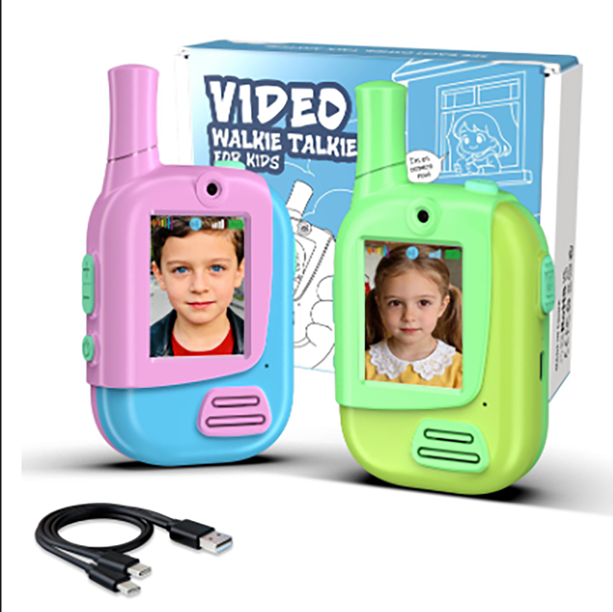 Outdoor Camping Games For Kids - 2 Pack Rechargeable Kids Video Walkie