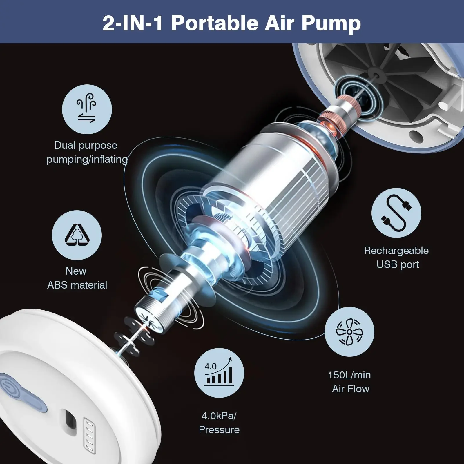 Rechargeable Electric Air Pump - Outdoor Camping Mattress review and price