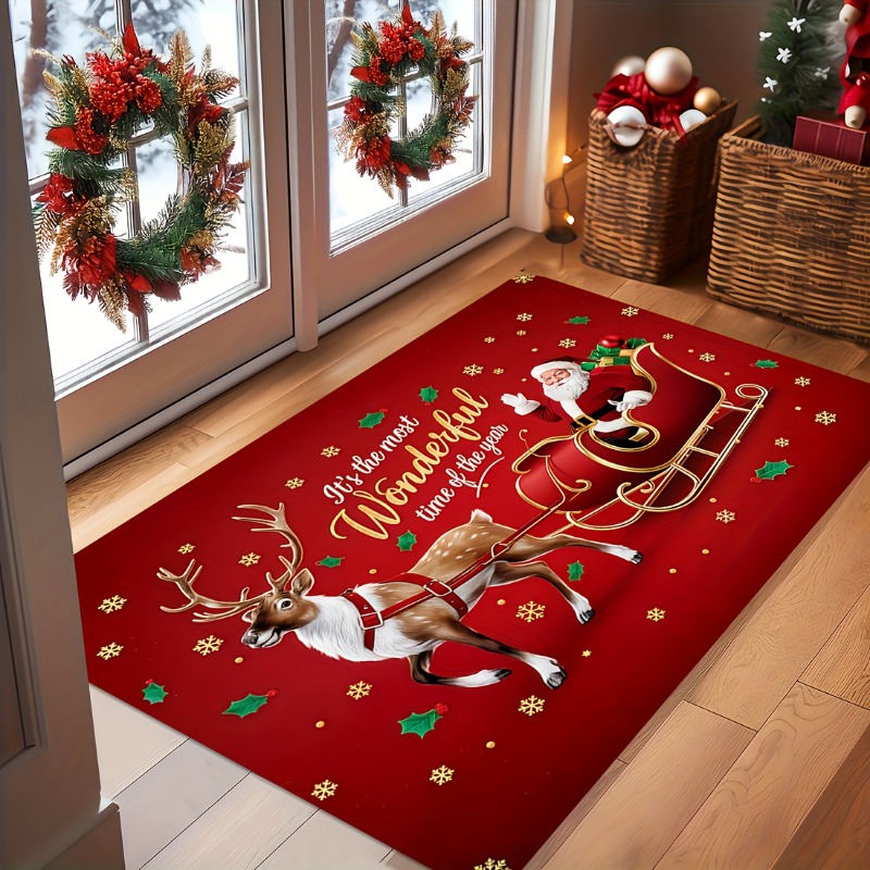 Red Christmas Flannel Doormat  - Outdoor Camping Quotes review and price
