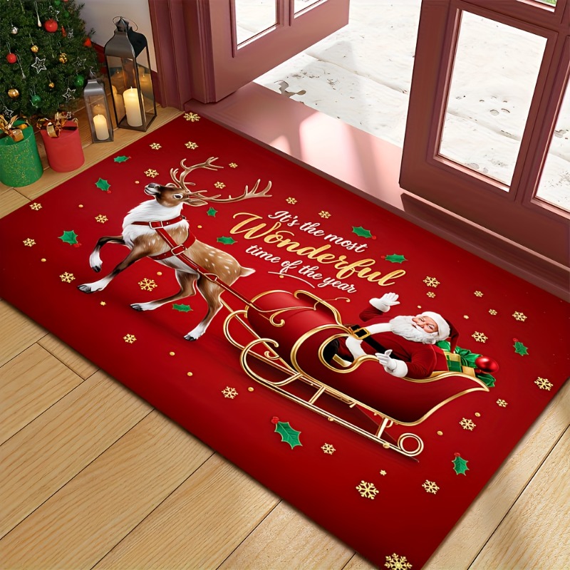 Red Christmas Flannel Doormat  - Outdoor Camping Quotes review and price