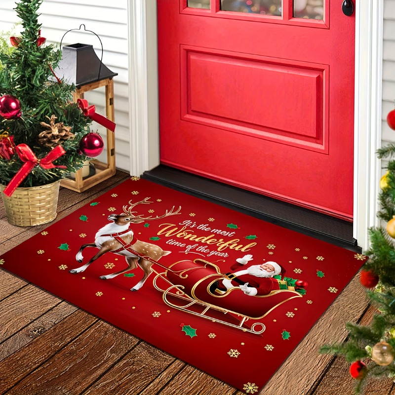 Red Christmas Flannel Doormat  - Outdoor Camping Quotes review and price